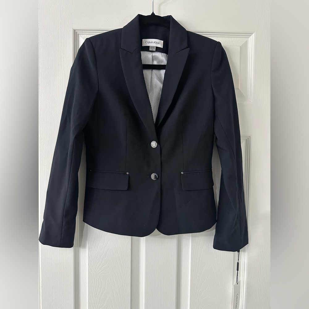 Calvin Klein Women’s Navy Blue Two Button Blazer Size 2